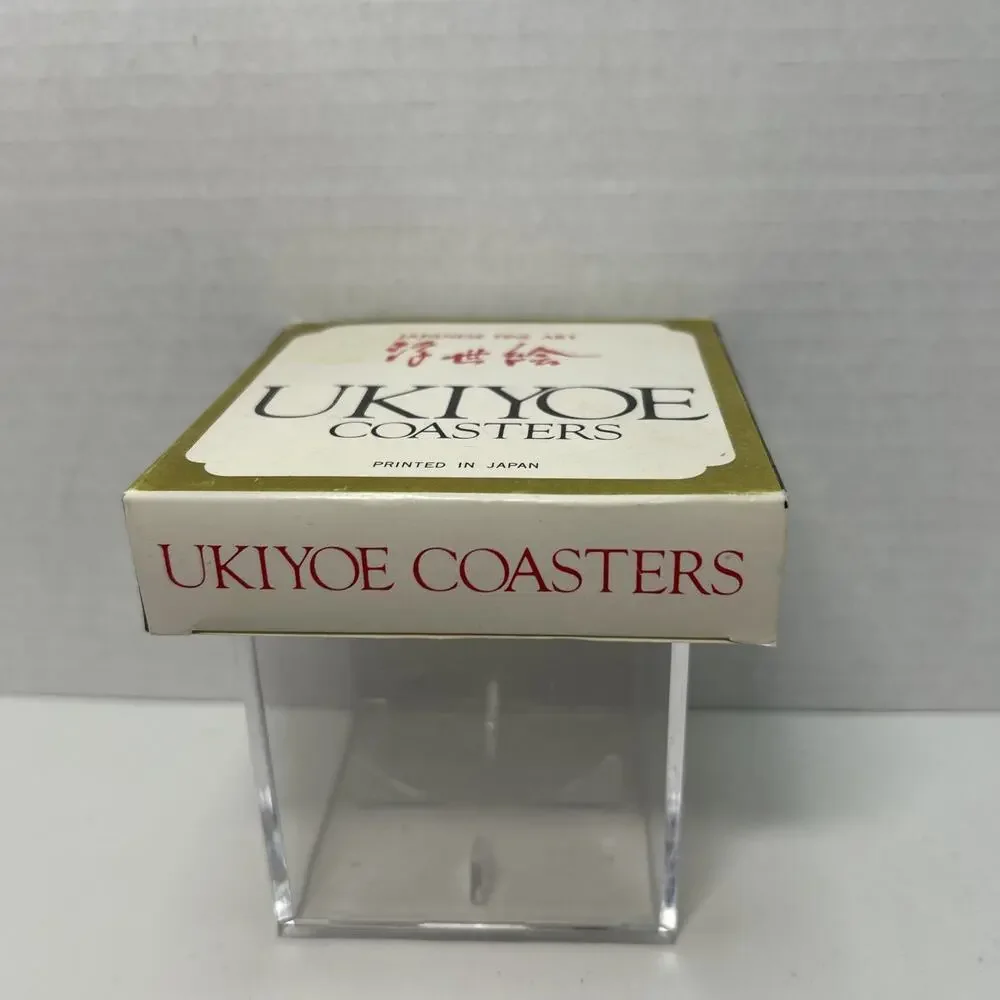 Vtg Ukiyoe Japanese Fine Art Paper Coasters Box Set of 12 Unused Complete